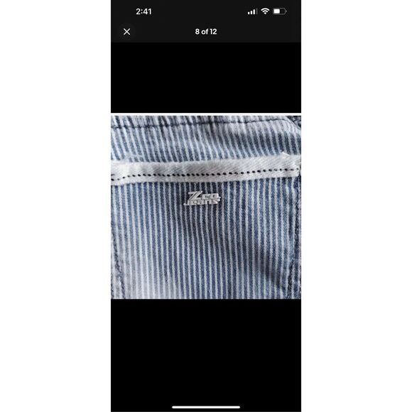 ZCO Jeans Premium Blue Striped Denim Jean Shorts Distressed Junior Size 1 Cotton - Picture 11 of 12